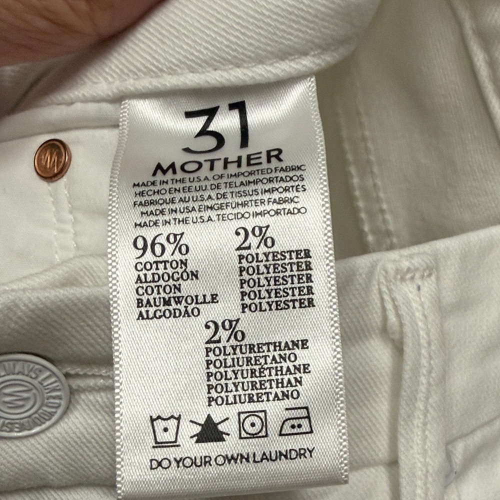 Mother High-Waisted Looker Ankle Fray White Jeans, Size 31 - Picture 7 of 15